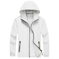 thumbnail image 1 of Nestiefly Rain Jacket Men Lightweight, Waterproof Breathable Raincoat with Hood, Outdoor Hiking Winbreaker White 2XL, 1 of 4