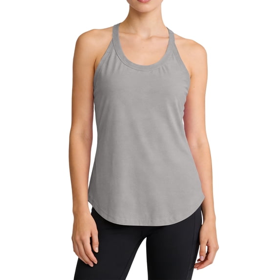 Nestiefly Seamless Workout Tank Top for Women with Built in Bra, Padded Racerback Ribbed Athletic Yoga Camisole Gray L