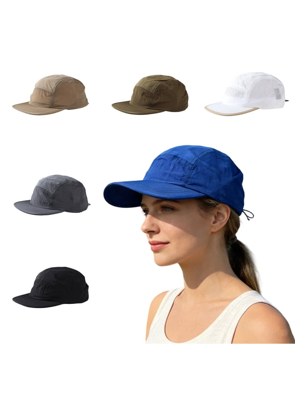 Short Brim 5 Panel Baseball Cap Mesh Quick Drying Summer Cap for Men Women Lightweight Breathable Sports Hat Outdoor Royal Blue One Size