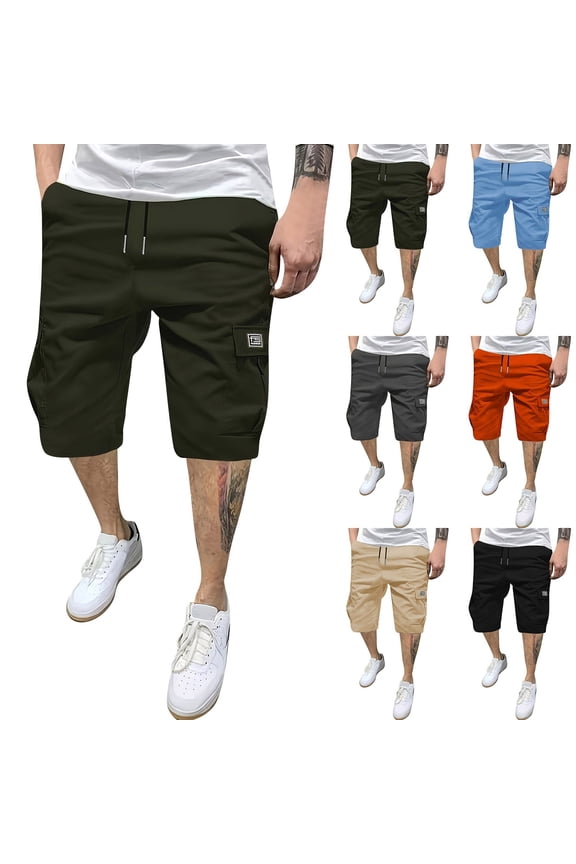 Sport Cargo Shorts, Men’s Casual Tactical Style Drawstring Stretch Cotton Twill Cargo Shorts with Multi Pockets Army Green M