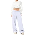 thumbnail image 1 of Nestiefly Sweatpants Women Baggy Wide Leg Pants with Pockets | Straight Leg High Waisted Fleece Fall Winter Sweatpants White 2XL, 1 of 6
