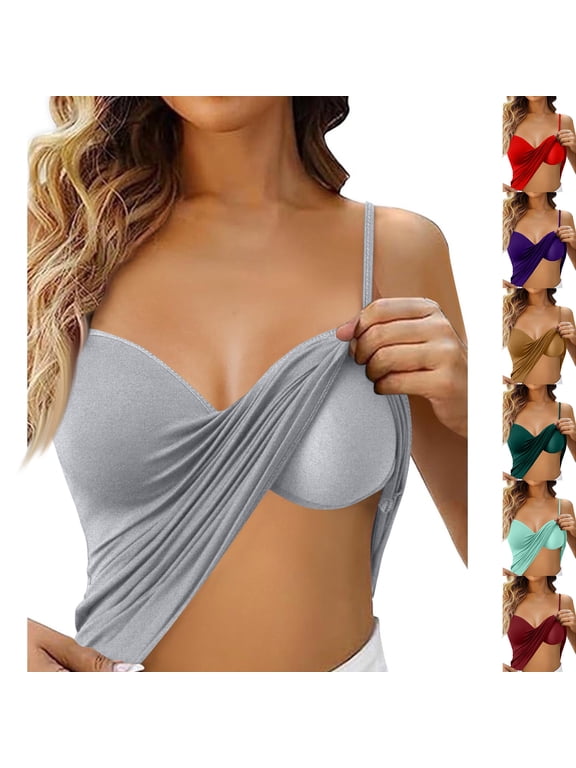 Tank Top with Built in Bra for Women Spaghetti Strap v Neck Camisole Tops Workout Summer Cami Undershirt Dark Purple XL