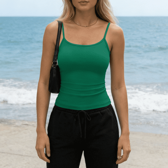 Nestiefly Tank Tops Womens Camisole Sleeveless Square Neck Spaghetti Strap Adjustable Going Out Cami Shirts 2026 Green XL