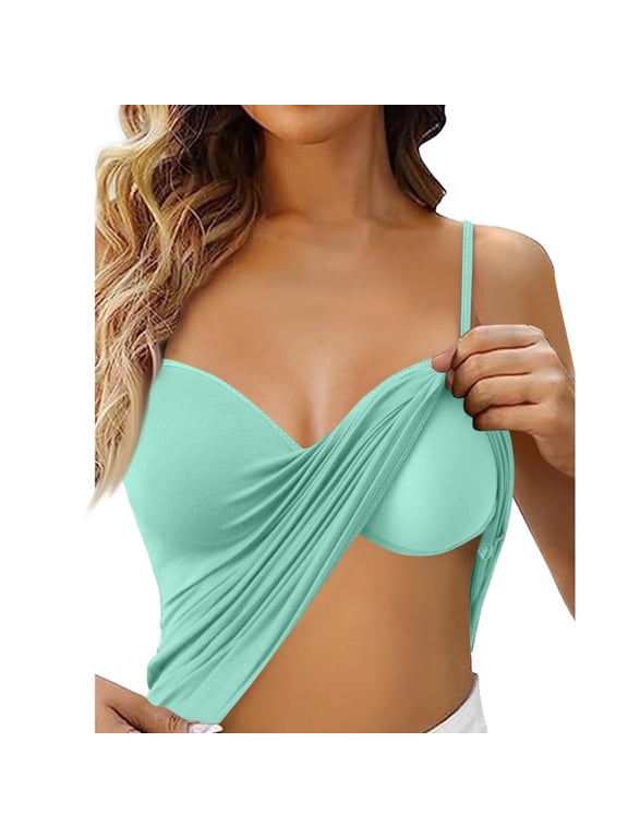 Tank Tops for Women Adjustable Spaghetti Strap Undershirt Built in Bra Plus Size Basic Going Out Camisole Tops Mint Green 5XL