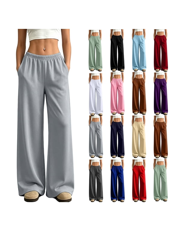 Wide Leg sweatpants for Women High Waisted Baggy Sweat Track Pants Drawstring Casual Lounge Pants with Pockets Mint Green S