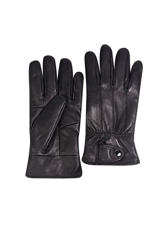 Winter Genuine Sheepskin Leather Gloves for Men,Black Touchscreen Glove,Driving Motorcycle Gloves with Warm Lining 2026 Black