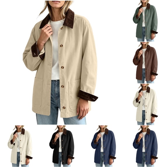 Nestiefly Women Button Down Barn Jackets Fall Fashion Lightweight Casual Office Work Shacket with Front Deep Pockets Khaki XL
