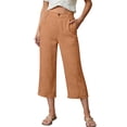 thumbnail image 1 of Nestiefly Women's 2026 Linen Cropped Pants Elastic Waist Wide Leg Summer Beach Capris Orange S, 1 of 5