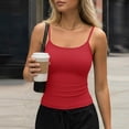 thumbnail image 1 of Nestiefly Women's Basic Double Lined Scoop Neck Tank Tops Adjustable Cami Tank Summer Sleeveless Tops Red XS, 1 of 5