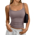 thumbnail image 1 of Nestiefly Women's Basic Tank Tops Adjustable Spaghetti Strap Camisole Slim Fit Summer Going Out Cami Tops 2026 Coffee XS, 1 of 5