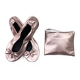 thumbnail image 1 of Nestiefly Women's Foldable Ballet Flats Bow Design Pointed Toe Fashion Versatile Fit for Wedding, Office, Travel Rose Gold 36, 1 of 3