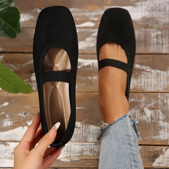 Nestiefly Women's Mary Jane Flats Adjustable Straps Ballet Breathable Shoes Slip On for Work Weddings Travel Casual Round Toe Comfortable Flats Black 38
