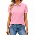 thumbnail image 1 of Nestiefly Women's Polo Cotton Shirts Casual Sun Work 3 Buttons Short Sleeve Collared Summer Casual Wicking Golf Shirt Pink 2XL, 1 of 5