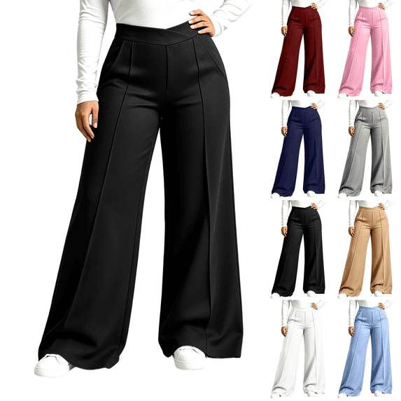 Nestiefly Women's Wide Leg Pants Plus Size High Waist Yoga Pants Lightweight Workout Loung Gym Running Trousers Black 3XL
