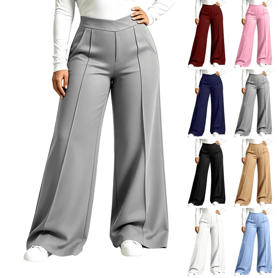 Nestiefly Women's Wide Leg Pants Plus Size High Waist Yoga Pants Lightweight Workout Loung Gym Running Trousers Gray 3XL