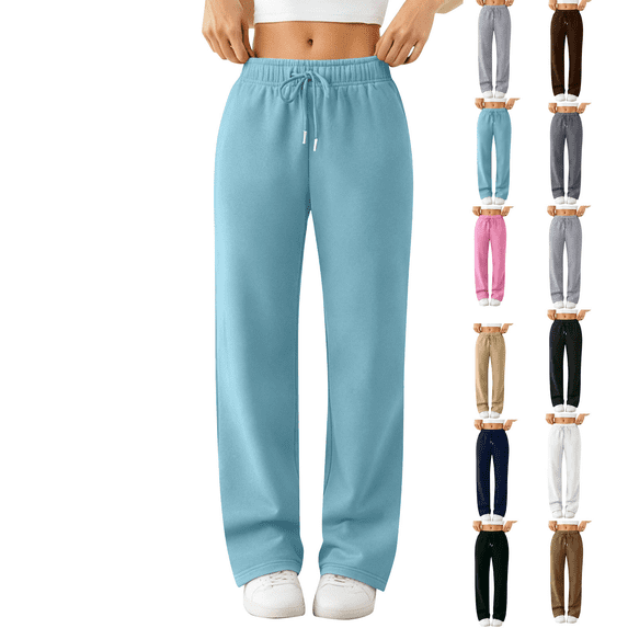Nestiefly Women's Wide Leg Sweatpants Baggy Winter High Waisted pants | Soft, Yoga Pants, Gym Sports, Loose Fit, Comfortable Joggers 2026 Light Blue XL