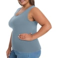 thumbnail image 1 of Nestiefly Womens Cut Out Plus Size Tank Tops with Built in Bra Wide Strap Camisole Summer Basic Udershirts Tank Basic Cami Tops Light Blue XL, 1 of 6