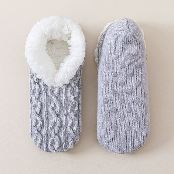 Nestiefly Womens Fuzzy Slippers Non Slip Slipper Socks | Soft Sole, Gripper Dots, Indoor Lounge Comfort Light Gray