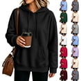 thumbnail image 1 of Nestiefly Womens Hoodie Sweatshirt Oversized Lightweight Loose Long Sleeve Pullover Hooded Sweatshirt With Pockets Black M, 1 of 6