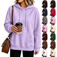 thumbnail image 1 of Nestiefly Womens Hoodie Sweatshirt Oversized Lightweight Loose Long Sleeve Pullover Hooded Sweatshirt With Pockets Light Purple L, 1 of 6