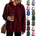 thumbnail image 1 of Nestiefly Womens Hoodie Sweatshirt Oversized Lightweight Loose Long Sleeve Pullover Hooded Sweatshirt With Pockets Wine L, 1 of 6