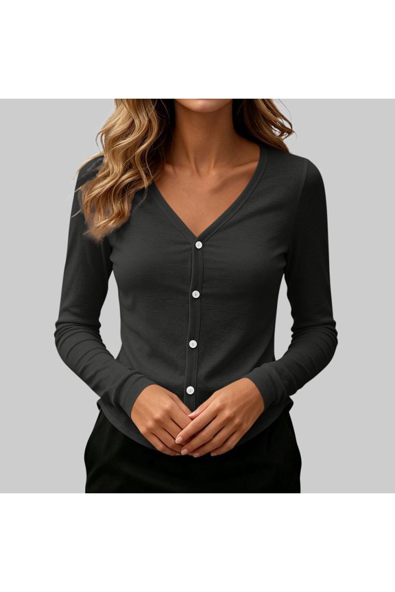 Womens Lightweight Cardigan Sweaters Trendy Button Up V-Neck Cardigans Shrug Summer Fashion Clothes Gray L