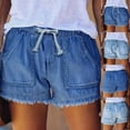thumbnail image 1 of Nestiefly Womens Lightweight Shorts Casual Baggy Trendy Hot Pants Elastic Waist Drawstring Comfy Shorts with Pockets Dark Blue M, 1 of 8