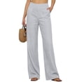 thumbnail image 1 of Nestiefly Womens Linen Split Hem Pants Summer Casual High Waist Straight Leg Pant Loose Fit Lightweight Lounge Trousers with Pockets Gray S, 1 of 5