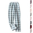 thumbnail image 1 of Nestiefly Womens Plaid Fuzzy Pajama Pants Casual Winter Drawstring Fleece Pajama Bottoms with Pockets Light Blue L, 1 of 8