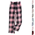 thumbnail image 1 of Nestiefly Womens Plaid Fuzzy Pajama Pants Casual Winter Drawstring Fleece Pajama Bottoms with Pockets Purple Pink S, 1 of 6