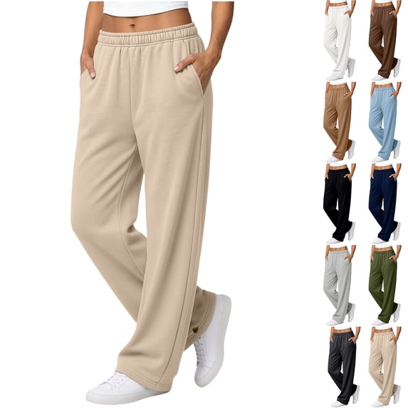 Nestiefly Womens Sweatpants Casual Wide Leg Baggy Lounge Pants | Sweat Pants for Women, Elastic Waisted with Pockets, Loose Soft Joggers Light Blue XL