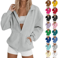 thumbnail image 1 of Nestiefly Womens Sweatshirt Lightweight Zip Up Jackets Fall Winter Long Sleeve Oversized Hoodies Jacket With Pockets Light Gray 2XL, 1 of 5