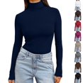 thumbnail image 1 of Nestiefly Womens Turtleneck Tops Long Sleeve Lightweight Stretchy Fit Shirts Winter Thermal Base Layer Undershirt Dark Blue XL, 1 of 8