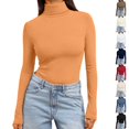thumbnail image 1 of Nestiefly Womens Turtleneck Tops Long Sleeve Lightweight Stretchy Fit Shirts Winter Thermal Base Layer Undershirt Orange M, 1 of 8
