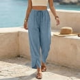 thumbnail image 1 of Nestiefly Womens Wide Leg Barrel Palazzo Capri Pant 2026 Summer Boho Casual Harem Lounge Trousers with Pockets Beach Vacation Clothes Blue L, 1 of 7