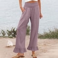 thumbnail image 1 of Nestiefly Womens Wide Leg Pants Drawstring Elastic High Waisted Ruffle Hem Palazzo Casual Pants with Pockets 2026 Light Purple L, 1 of 7