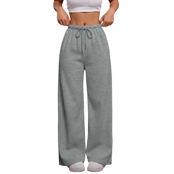Nestiefly Womens Wide Leg Sweatpants Low Rise Baggy Pants Fall Fashion Lounge Lightweight Sweat Pants with Pockets 2026 Light Gray XL