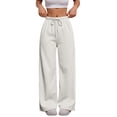 thumbnail image 1 of Nestiefly Womens Wide Leg Sweatpants Low Rise Baggy Pants Fall Fashion Lounge Lightweight Sweat Pants with Pockets 2026 White 3XL, 1 of 5