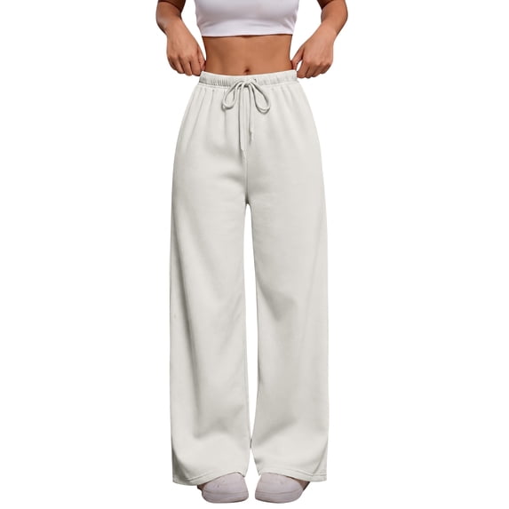 Nestiefly Womens Wide Leg Sweatpants Low Rise Baggy Pants Fall Fashion Lounge Lightweight Sweat Pants with Pockets 2026 White 3XL