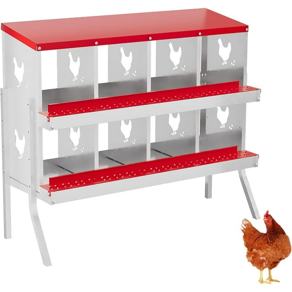 Nesting Boxes,6/8/10 Holes for Laying Eggs,Chicken Brooder Box,2 Layer Hen Nest Boxes,Roll Away Eggs Laying Boxes,Chicken Coops for Patio Backyard Farm