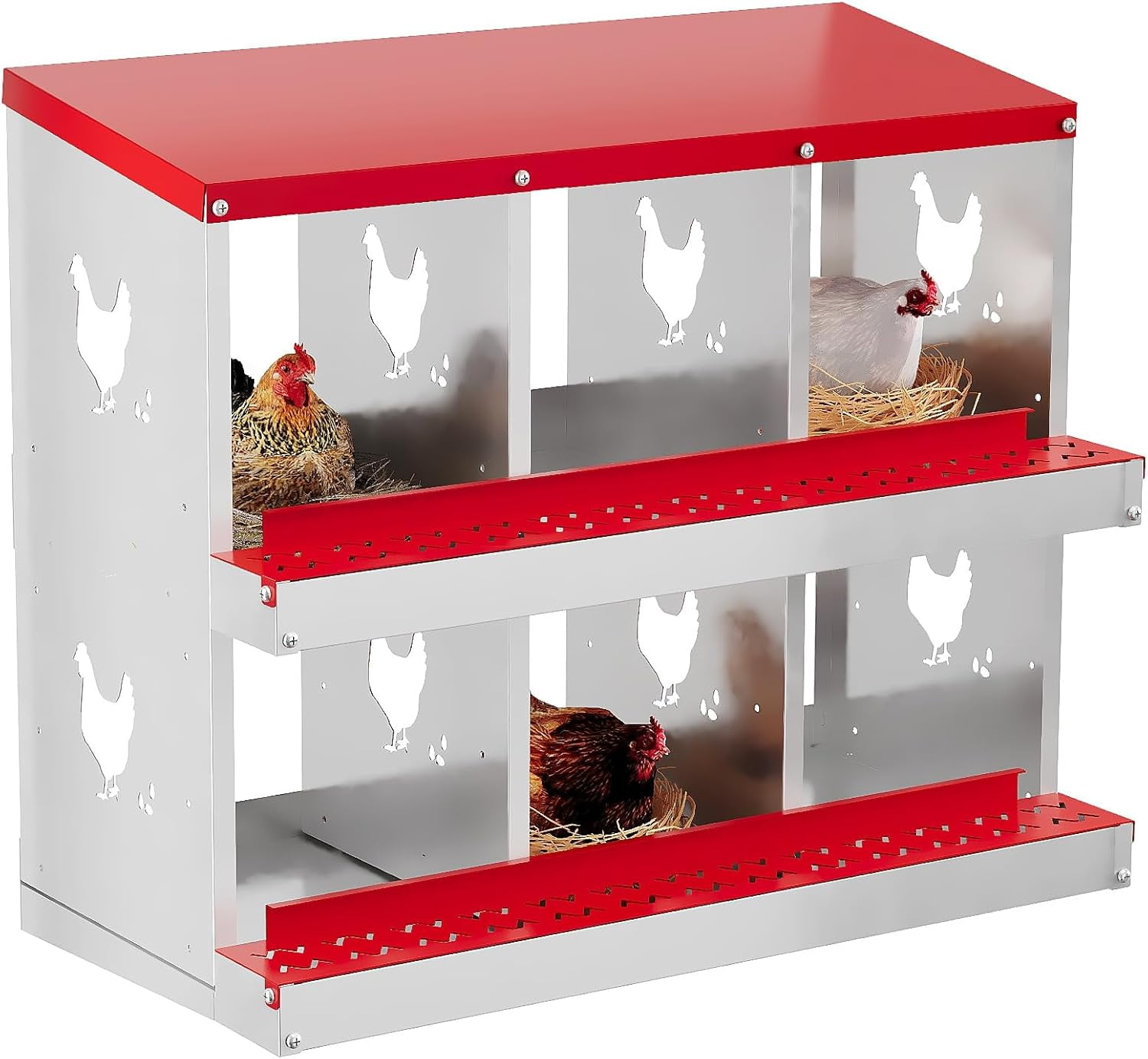 Nesting Boxes,6/8/10 Holes for Laying Eggs,Chicken Brooder Box,2 Layer ...
