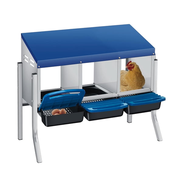 Nesting Boxes for Chickens 3/4 Compartment Metal Stainless Steel Chicken Nesting Boxes with Pull-Out Trays,Hen Roosting & Laying Eggs,Roll Away Design,Easy to Install and Easy to Clean