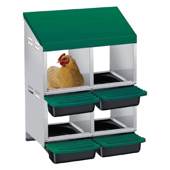 Nesting Boxes for Chickens, 4 Holes Chicken Nesting Box with Removable Tray, Easy Egg Collection, Roll Away Nesting Box for Hens, Chicken Co-op, Double Layer