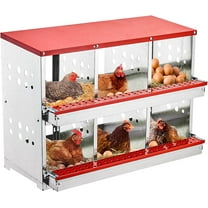 Nesting Boxes for Chickens, 6 Compartment Roll Out Away Chicken Nesting Boxes for Laying Eggs, Nesting Gift Boxes for Hens Duck Poultry, Metal Heavy Duty Chicken Coop with Perch