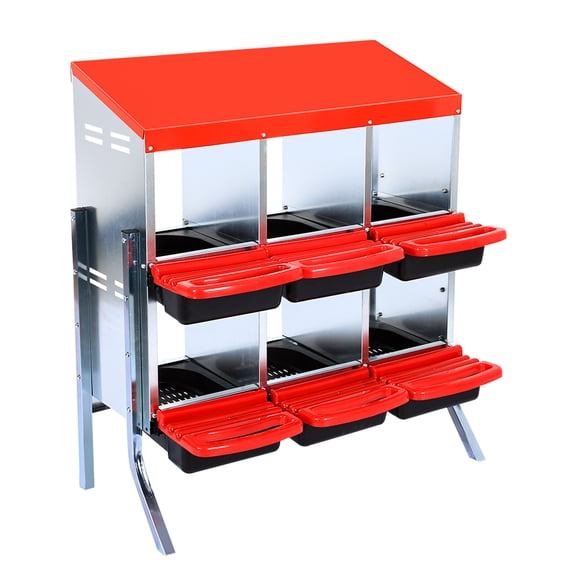 GOGRANT Chicken Coop Nest Boxes with Removable Lid & Egg Collection System, 6 Compartment with Legs