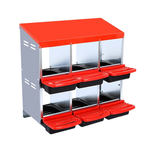 GOGRANT Chicken Coop Nest Boxes with 1 x Chicken Nesting Box, 6 Compartment Box