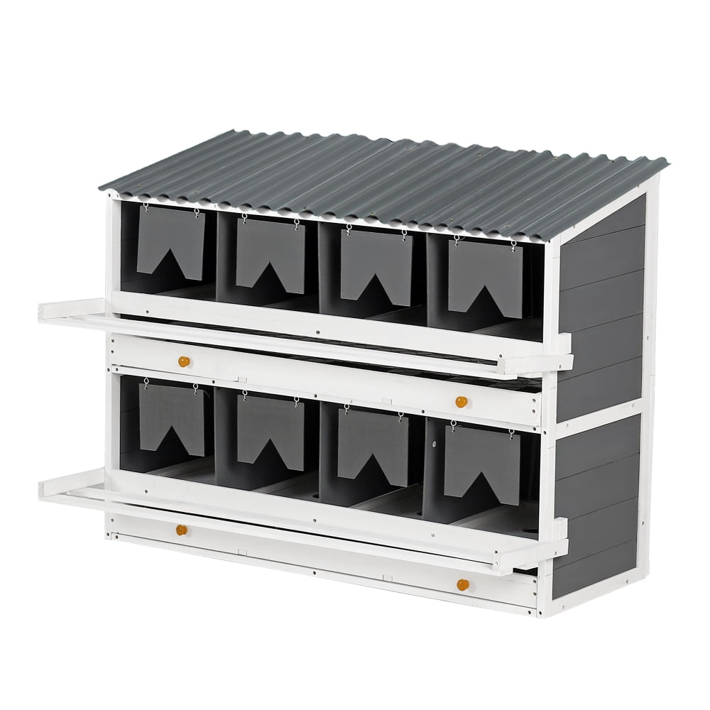 Nesting Boxes for Chickens, Wooden Chicken Nesting Box, 8 Compartments Egg Laying Boxes for Hens, Ducks and Poultry with Rollout
