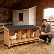 Nesting Boxes with Roof for 3-6 Ducks, Compartments Laying Eggs Nest Box with Privacy Back Panel, Natural