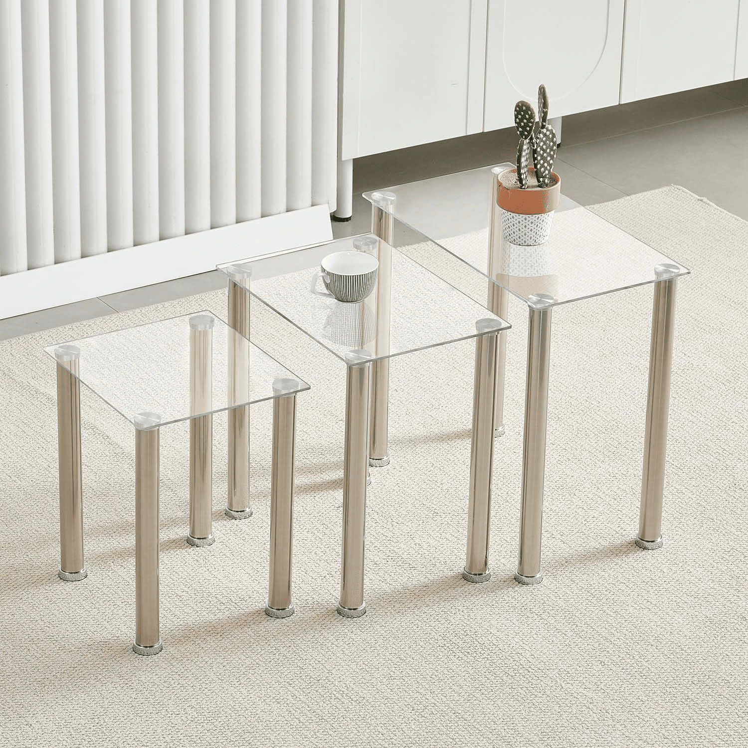 Nesting Coffee Table Modern Stacking Side Tables Sofa Side Tables with