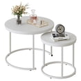 thumbnail image 1 of Nesting Coffee Table Round Side Table Set of 2 End Tables for Living Room Bedroom Balcony,White Wooden Stacking Accent Coffee Tables with Metal Frame, 1 of 8